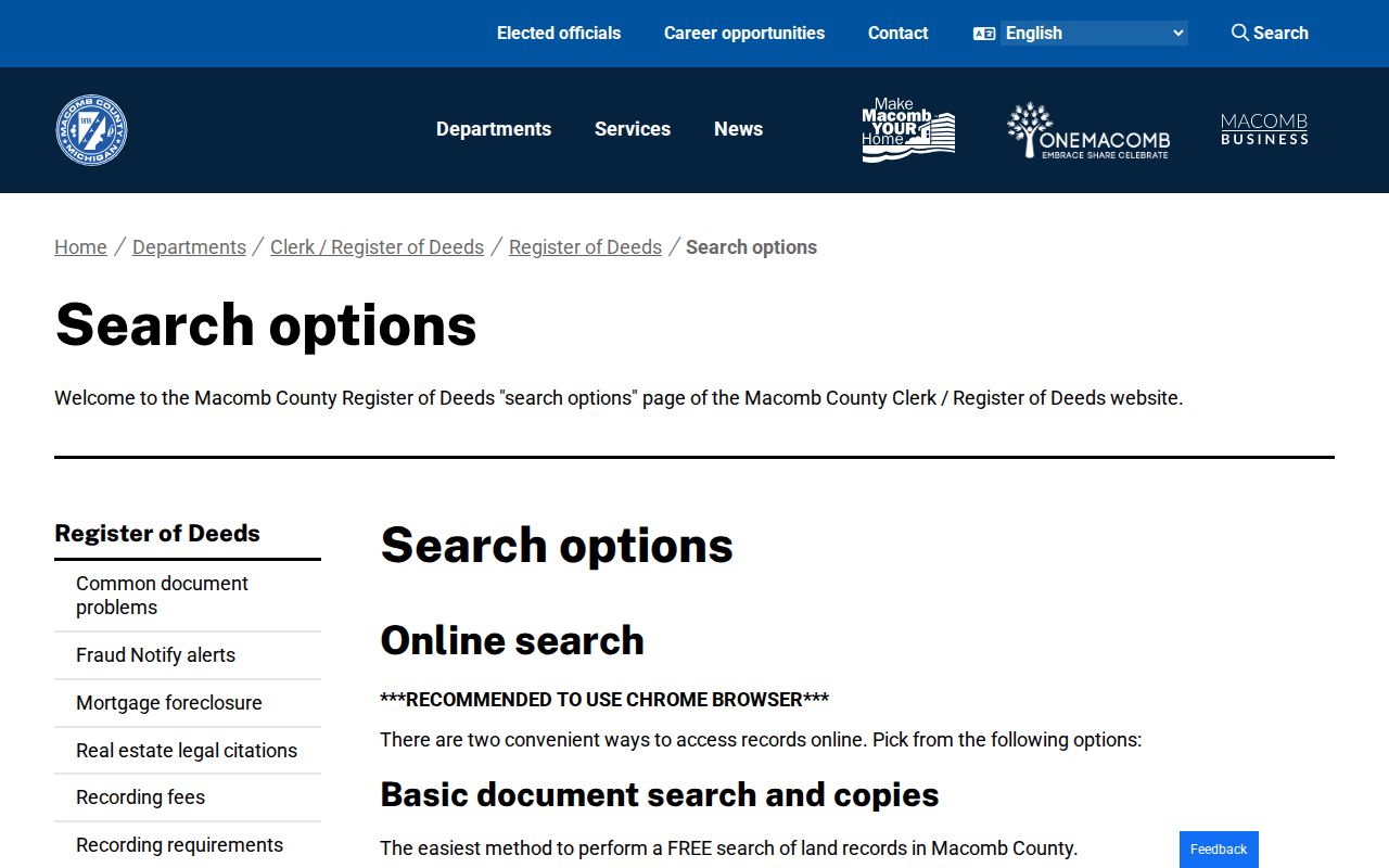 St. Clair Shores previous residents research through Macomb deed search options
