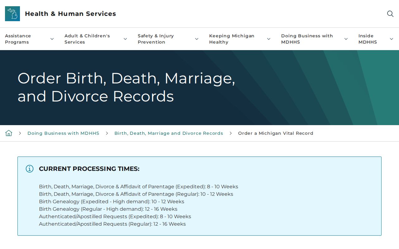St. Clair Shores residents directory Michigan vital record order options