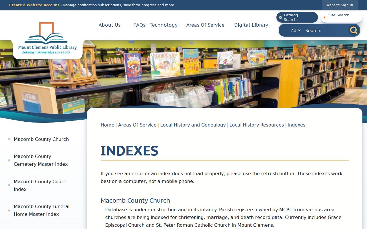 St. Clair Shores city directory leads in Mount Clemens Library indexes