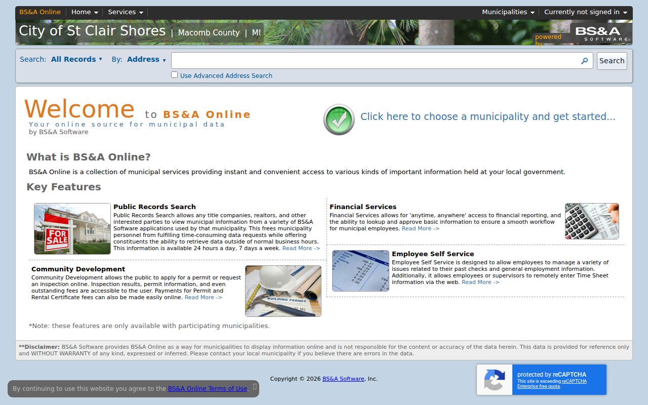 St. Clair Shores residents directory BS&A property search services
