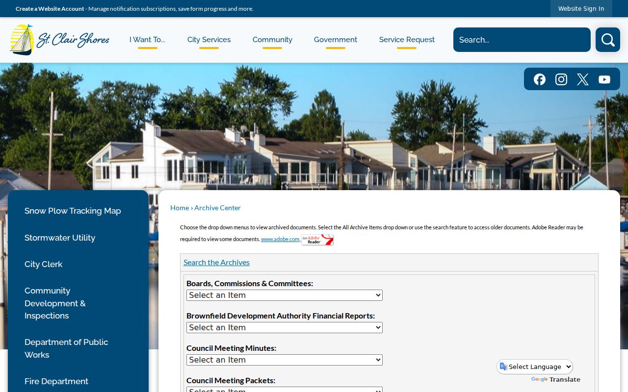 St. Clair Shores residents directory city archive search controls