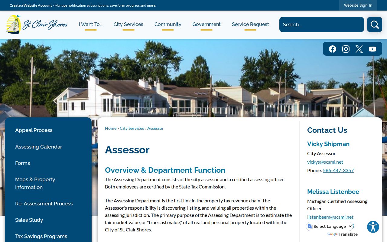 St. Clair Shores residents directory assessor records page